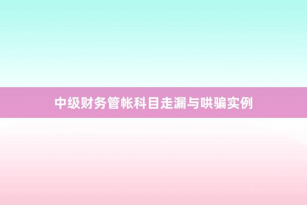 中级财务管帐科目走漏与哄骗实例